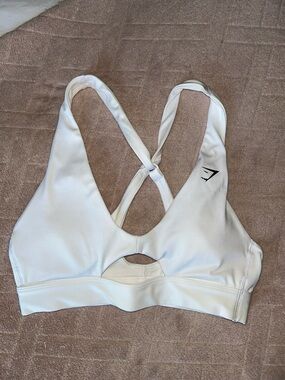 Gymshark White Cross-Back Cutout Sports Bra